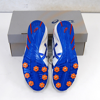未使用保管品 25.0cm アシックス エフォートKN 陸上競技シューズ asics ホワイト×ブルー ☆ PayPay(ペイペイ)決済可能 ☆ 札幌市 清田区 平岡の画像