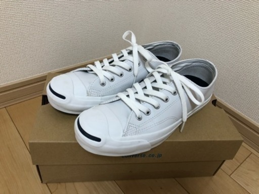 【美品大幅値下げ！】25.0 コンバース ジャックパーセル 白 レザー 手入れしてます！