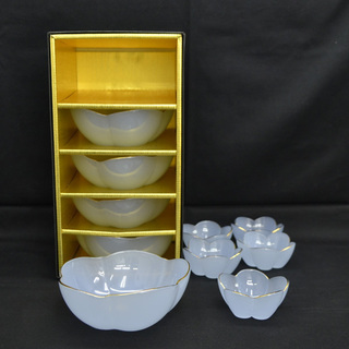 新品★手づくりガラス★彩梅親子鉢5客