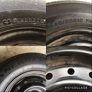 １４５／８０Ｒ１２ エッセ　ミラ等 4本セット BS スニーカー 残溝5.2～5.3mm 2016年製造の画像