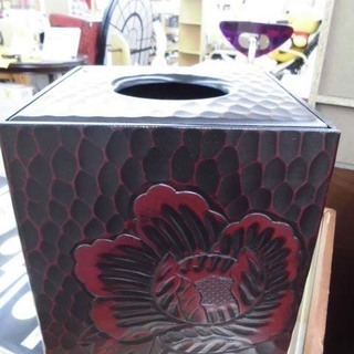 お値下げ！鎌倉彫 くず入れ 赤茶色 花模様 和家具 和室 床の間...