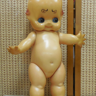 特大キューピー人形 フィギュア 54cm 緑羽根 日本製 変な眉毛 レトロ