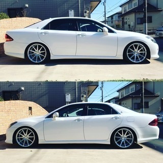 乗り出し価格！クラウン 2.5アスリート 20インチAW ローダウン 車検31年3月 社外HDDナビ 黒革調シートの画像