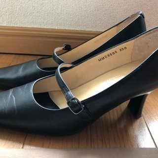 【美品】冠婚葬祭 ヒール 革靴 黒 23㎝の画像