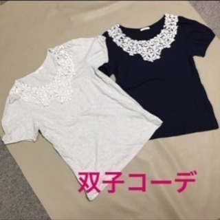 【新品・美品】双子コーデ★レース使い半袖Tシャツ M