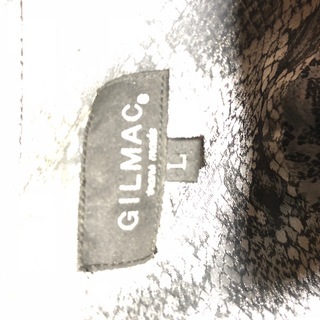 GILMAC L size ドレスシャツ パイソン ヘビ スキッパー 光沢 長袖シャツ メンズ(シルバー銀グレー灰) の画像