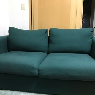 IKEA製 2人掛けソファ ダークグリーンの画像