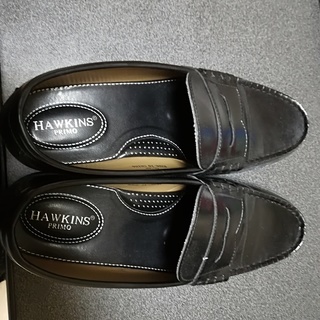 HAWKINS製の黒色ローファー（26.0cm、男性用、中古品）の画像
