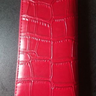 激安❢新品❢委託❢クロコ型押し大容量フルジップ長財布❢綺麗な赤色❢の画像
