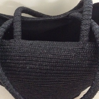 カゴバッグ 黒の画像