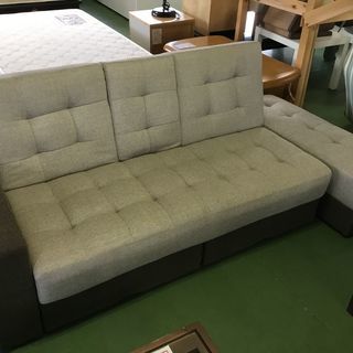 現状品！ソファーベッド 3人掛けソファー ソファ トリプルソファ ソファ ベッド 布 ダークブラウン 