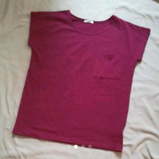 未使用！フリーサイズ ボルドー ポケット付Tシャツの画像