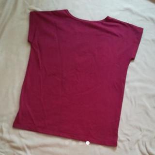未使用！フリーサイズ ボルドー ポケット付Tシャツの画像