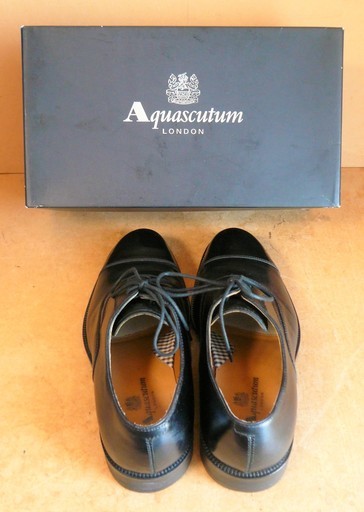 ☆アクアスキュータム Aquascutum LONDON AQ705 6 1/2 EEEE 紳士用革靴 ブラック◆足元からカッコ