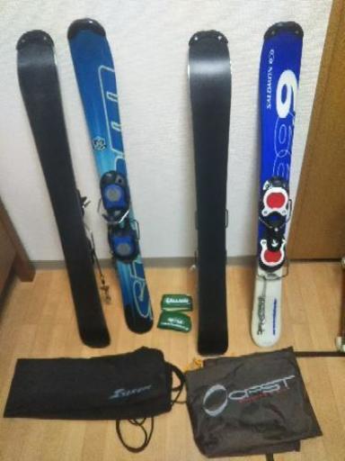 SALOMON製ショートスキー・ファンスキー2セット、スキーウェア、シューズ