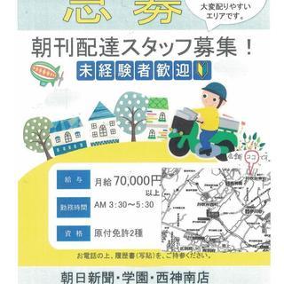 【急募】　空時間で楽々稼ごう！！　　【新聞配達】