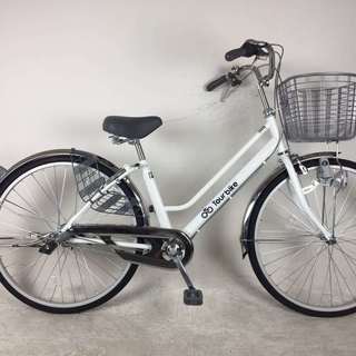 値下げ 未使用 3段変速自転車 ノーパンクタイヤ 白　26イン.の画像