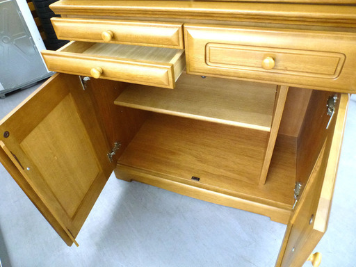 PayPay可 手稲リサイクル 大型食器棚 キッチンボード 収納 木目 ￥17,800-