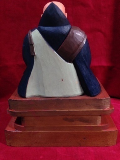 特大  青彩色 初出し特割 日蓮大聖人坐像 24.5cm 手彫り