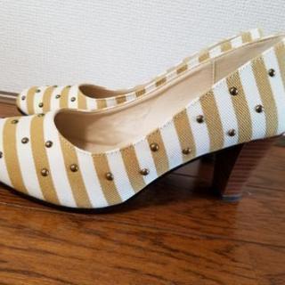 新品 ボーダーパンプス 24.5cmの画像