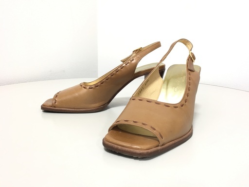 ☆【良品】伊勢丹購入 日本製本革レザーパンプス （茶系統）＃23.5*（SaiR180726）300-2