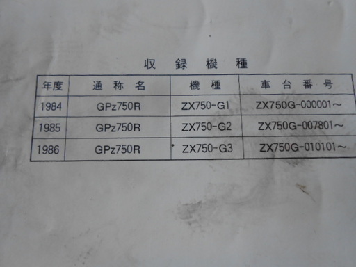 貴重なｶﾜｻｷ ﾆﾝｼﾞｬGPz750R ｻｰﾋﾞｽﾏﾆｭｱﾙ