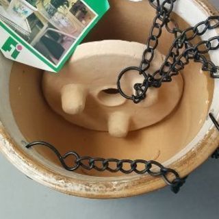 新品✨セラミック陶器ポットカバー　５号鉢用　(吊り下げ兼用)値下げ💴⤵の画像