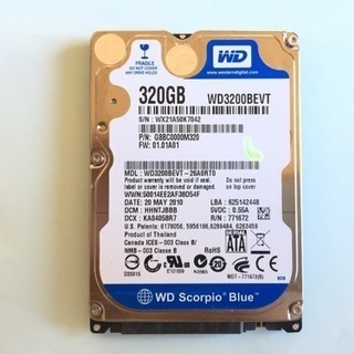 WD製 2.5インチ HDD 320GB 中古良品 