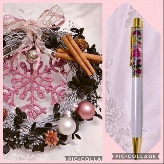 期間限定😊クリスマスリースとハーバリウムボールペンのセット🎀