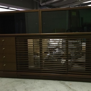 木製 収納棚 キャビネット 昭和レトロ 幅171cm×奥行45c...