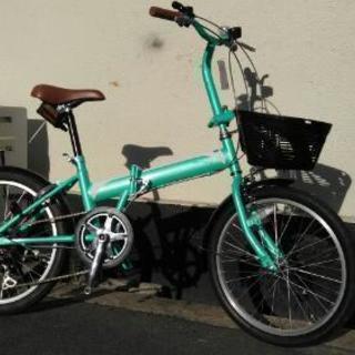 ♪ジモティー特価♪アウトレットお買い得車　20型折りたたみ　シマノ6段変速・前カゴ　新大阪　サイクルキッズ