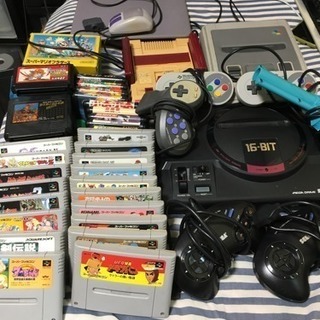 ファミコン、スーパーファミコン、メガドライブ 本体とカセット