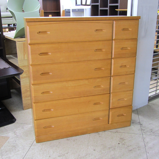 ワイドチェスト 6段チェスト 箪笥 幅120 ナチュラルブラウン