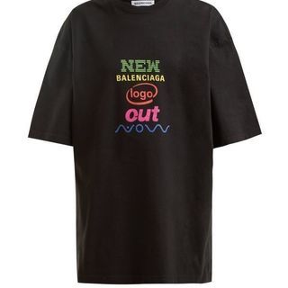 ◆BALENCIAGA バレンシアガ◆ 2018SS デザインロゴ LOGO Tシャツ size: M　◆BC-04-B-M◆