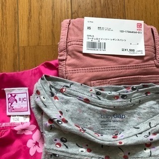 女児 未使用！パンツ& 数回着用 RJC ハワイアン🌺ワンピ…着用済GAPシャツ➕おまけ中古シャツの画像