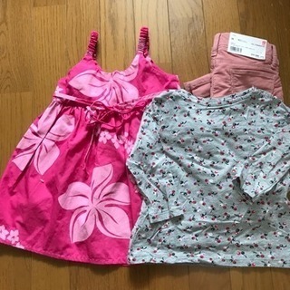 女児 未使用！パンツ& 数回着用 RJC ハワイアン🌺ワンピ…着用済GAPシャツ➕おまけ中古シャツの画像