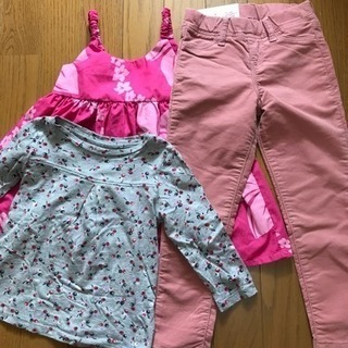 女児 未使用！パンツ& 数回着用 RJC ハワイアン🌺ワンピ…着用済GAPシャツ➕おまけ中古シャツの画像