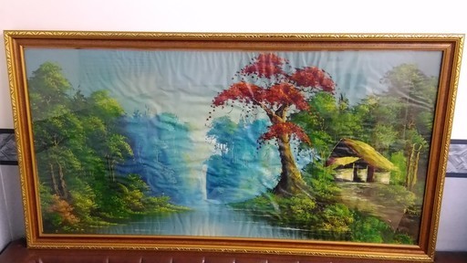 特大　油絵♪　風景画　壁掛け　額縁　インテリア　　362A12