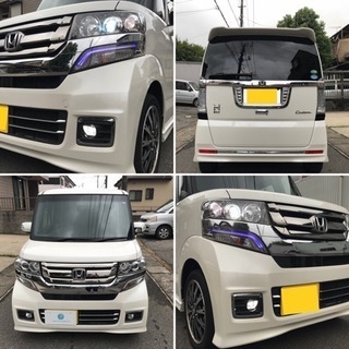 値下げ★保証付き！H29 N-BOXカスタム G・ターボLパッケージ ワンオーナー 両側パワースライド 8インチナビ 15インチAWの画像