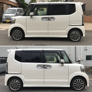 値下げ★保証付き！H29 N-BOXカスタム G・ターボLパッケージ ワンオーナー 両側パワースライド 8インチナビ 15インチAWの画像
