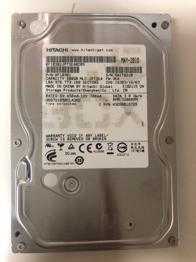 HITACHI ハードディスク 500GB