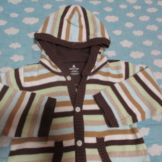 【美品】子供服(秋冬)　サイズ80　GAP　茶系ボーダーの画像