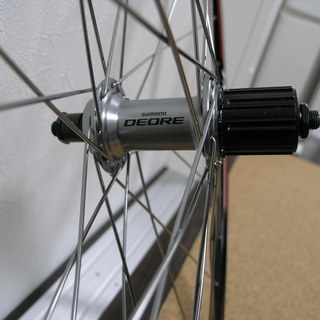 (新品)クロスバイク用 軽量手組ホイール 前後セット 新品タイヤ付き エンド幅135mm Deoreハブ TNIリムの画像