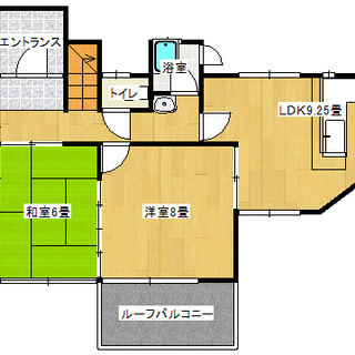 〔六月退去予定です〕五日市の八幡が丘団地、坂の下に小学校。　間取...