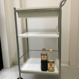 キッチンワゴン 【片側キャスター付きワゴン3段】の画像