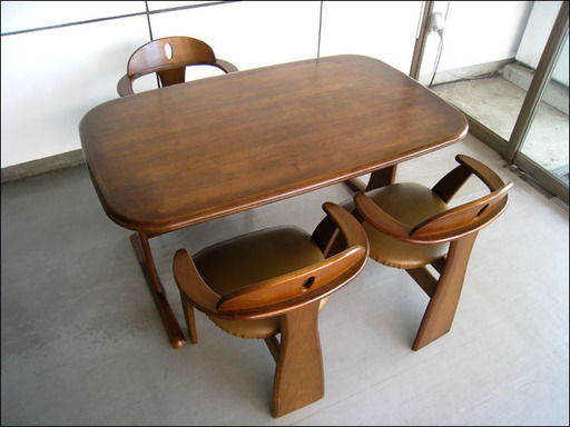 PayPay可 【手稲リサイクル】4人掛け ダイニングセット ファミリータイプ チャイルドシートに最適!! ダークブラウン チェア×3脚 ￥15,800-