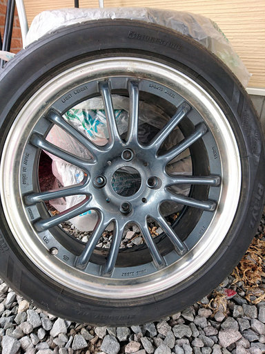 【最終】アルミPIAA FR-7（17インチ4穴114.3/7.5JJ）＋おまけタイヤBS PLAYZ（215/50-17）の4本セット、ホンダCR-V（RD1/2）他に！