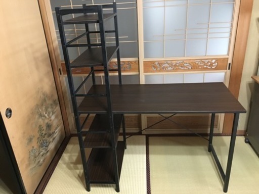 ウォールナット風木目調パソコンデスク