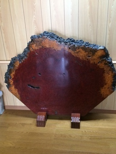 値下げ   かりん材衝立  漆仕上げ。置物。