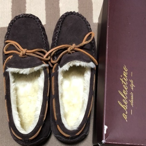 新品 未着用 a.belvetino ドライビングシューズ  モカシン ボア付き 27cm